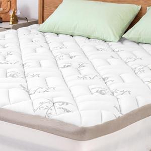 NEWDECO Queen Mattress Topper Cooling Bamboo Pillow Top Mattress Pad