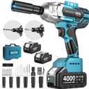 Seesii Cordless Impact Wrench 1/2 inch, High Torque 479 Ft-lbs(650Nm) Brushless Impact Gun,2500RPM w/2x4.0 Battery, 6 Sockets,8 Drill Bits, High Torque Power Impact Driver for Car Home,WH6 Lite