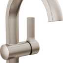 Delta Albion Brushed Nickel Bathroom Faucet 1 Hole, Single Hole Bathroom Sink Faucet for Vanity, Metal Push-Pop Drain Assembly, SpotShield Brushed Nickel 15855LF-SP