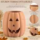 Tioncy Terracotta Pumpkin Planter Pot Large Halloween Jack O Pumpkin Decor, 9.8 x 9.65 inches