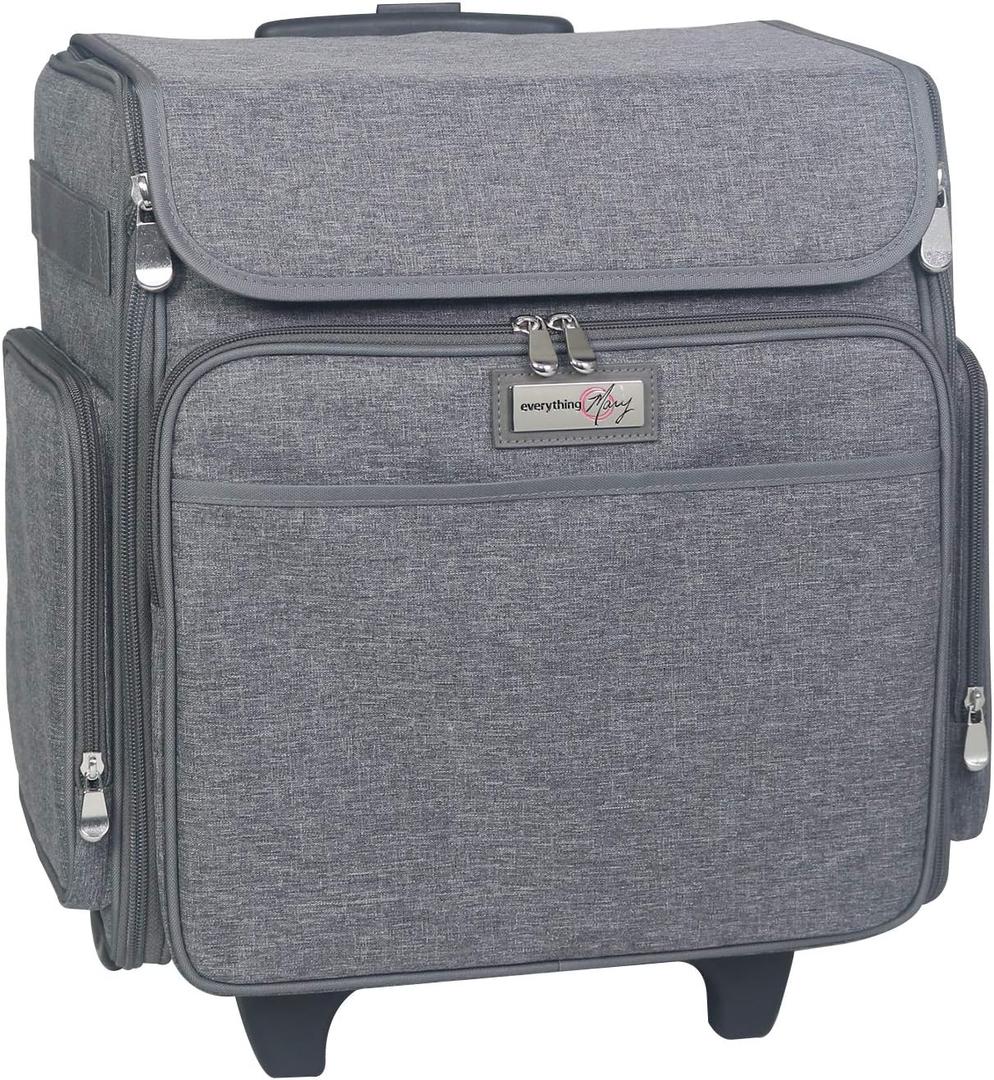 Everything Mary Rolling Scrapbook Tote Heather Craft Bag with Wheels Organizer Case for Scrapbooking, Papercraft, Art Supplies & Portable Craft Storage, 15.5" x 9" x 17"