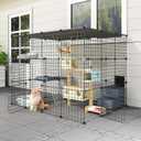 Oneluck Outdoor Cat House Cat Cages Enclosure with Super Large Enter Door, 55L x 41W x41H Balcony Cat Playpen with Platforms,DIY Kennels Crate Large Exercise Place Ideal for 1-3 Cats