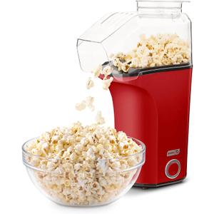 Dash Fresh Pop Popcorn Maker - Oil-Free, Air Popcorn Popper - With Measuring Cup & Recipe Guide - Perfect for Movie Nights - 16 Cups, Red