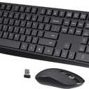 Wireless Keyboard and Mouse Combo, COLIKES 2.4G USB Cordless Mouse and Keyboard, 3 Level DPI Slim Ergonomic, Responsive Plug & Play for Computer Laptop PC - Full Size (Black1)
