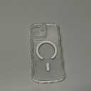 Pepmune for iPhone 17 Case Clear [Compatible with Magsafe] Bling Sparkle Glitter Magnetic Cover,Soft TPU Curly Wavy Frame & Hard PC Back,Slim Shockproof Wave Phone Case for Women Girls-Mag Clear