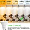 BUBO GU10 LED Bulb 6W Equivalent 50W, 4000K Cool White 650 Lumens, Non-Dimmable GU10 Bulb Replacement for Track Lighting, MR16 LED Bulb for Kitchen, Range Hood, Living Room, Bedroom, 6 Pack