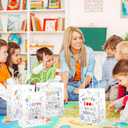 HOWAF 100th Day of School Coloring Goodie Bags with 12 Paint Pens 100 Days of School DIY Treat Bags White Paper Goodie Bags Color Your Own 100th Day Activities Gifts Craft Bags Classroom Supplies