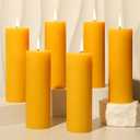6 Pack Natural Beeswax Pillar Candles 2x6in,360 Hours Long Burning Unscented Beeswax Candles,100% Pure Bees Wax Candles for Home,Emergency,Dripless Pillar Candle Bulk (Yellow)
