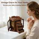 Vintage Jewelry Organizer with 360° Rotating Base, 4 Drawers & Glass Doors