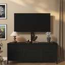 DrawXynth TV Stand with Mount, Fabric Dresser with 6 Drawers for 32/45/55/60/65/75 inch TVs, Black Dresser Entertainment Center, Modern Media TV Console Table