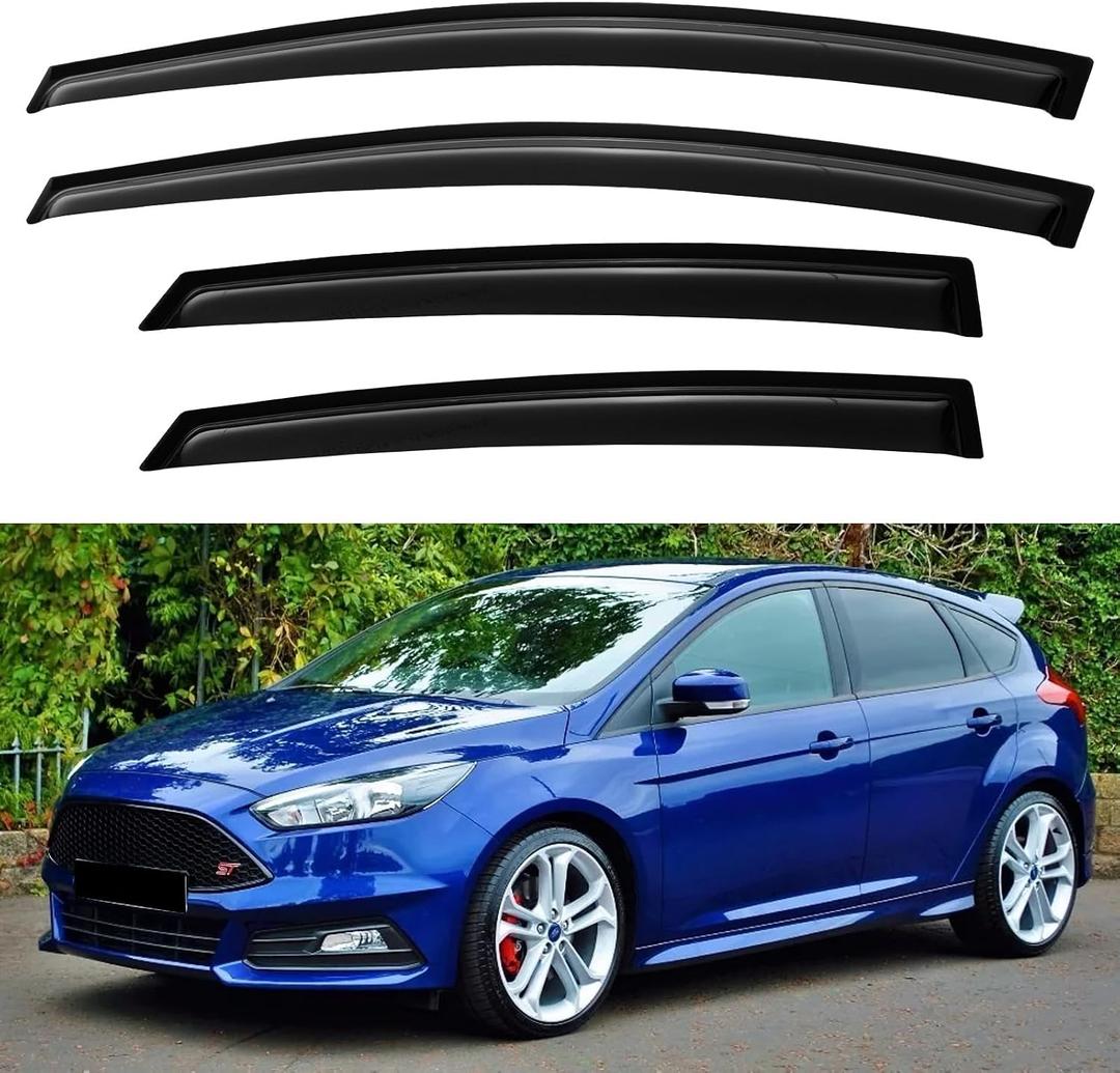 Window Visors Rain Guards Shield for 2012-2018 Ford Focus Sedan & Hatchback, Out-Channel Window Vent Wind Deflectors Visors Shades for 12-18 Focus (Not for Focus RS & ST)
