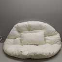 Outdoor Egg Chair Cushion with Headrest Pillow Washable Hanging Basket Chair Pads Wicker Rattan Hanging Seat Cushions for Outdoor Porch, White Egg Swing Chair Pads.45 * 45 * 4in