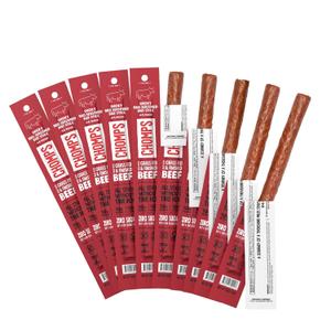 Chomps Grass-Fed and Finished Smoky BBQ Beef Jerky Snack Sticks 10-Pack - Keto, Paleo, Whole30, 10g Lean Meat Protein, Gluten-Free, Zero Sugar Food, Non-GMO