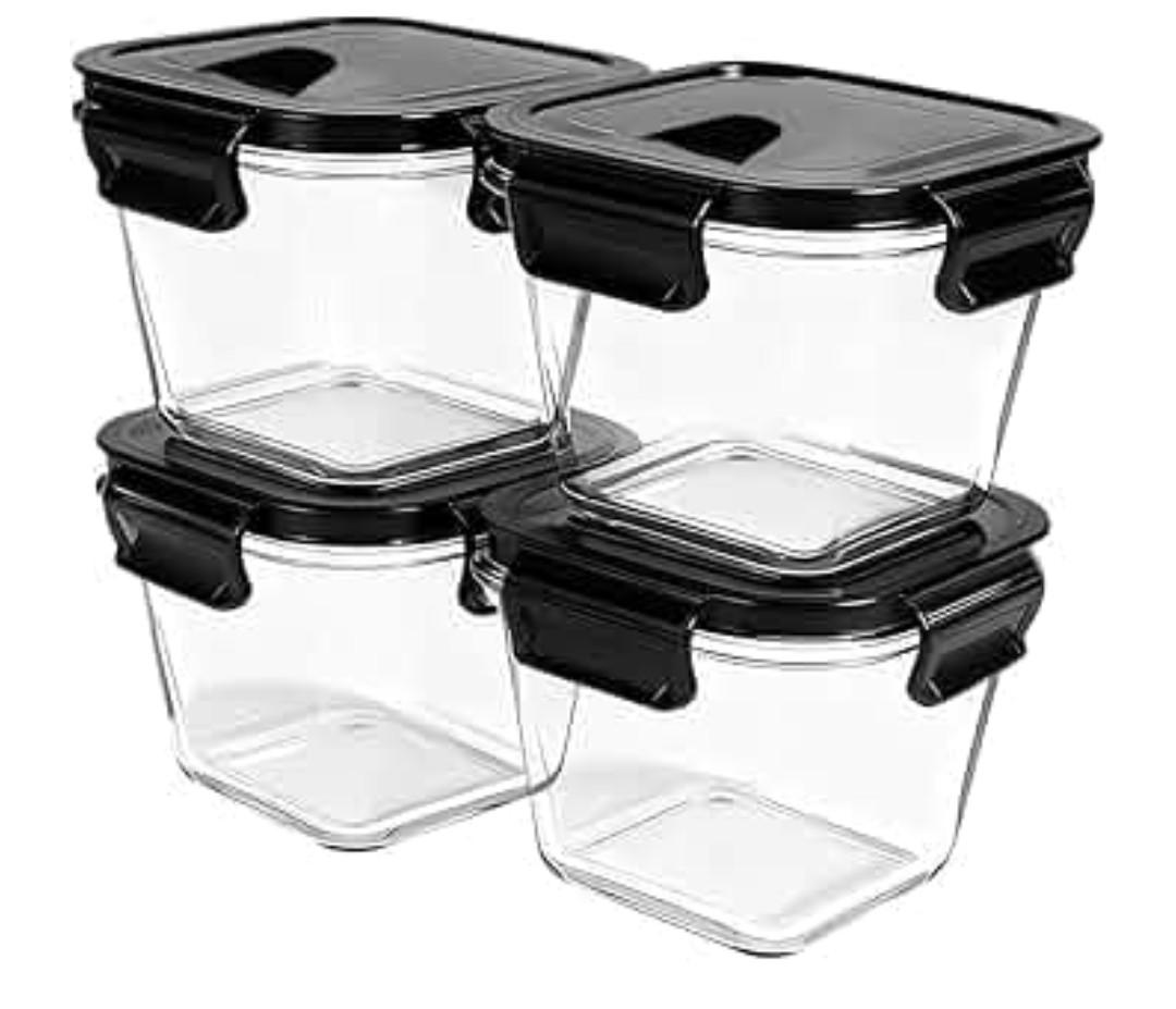 32oz Square Glass Food Storage Containers with Lids, 4 Cup Glass Soup Containers, Heat-Resistant BPA free Square Meal Prep Bowls for Microwave, Freezer, Dishwasher safe (4Packs)