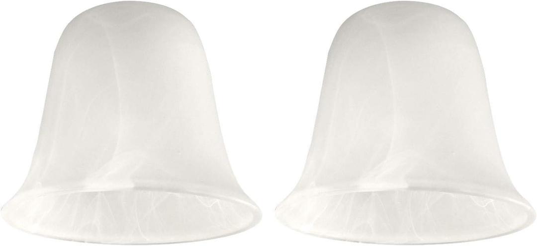 Giluta Bell Shaped Glass Shade, Alabaster Glass Shades Replacement for ceiling fan light wall light and pendant, Lipless with 1-5/8-inch Fitter Opening, 2 Pack