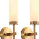 Wall Sconces Set of Two,Brass Gold Bathroom Sconces Wall Lighting with White Glass, Modern Sconces Wall Decor Set of 2 Wall Light fixtures for Bathroom Mirror Living Room Hallway Bedroom Wall Lamp