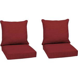 Arden Outdoor Deep Seat Cushion Set (2-Pack), 24 in x 24 in, Weather-Proof, Rain-Proof, Fade Resistant Patio Cushion for Chair, Sofa, and Couch Ruby Red Leala