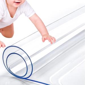 RostiKong 36 x 60 Inch Clear Plastic Table Cover Protector Rectangular Vinyl Roll Kitchen Dining Room Table Cloths Office Desk Pad Kitchen Floor Highchair Mat Outdoor Party Tablecloth Picnic Table Mat (Upgraded Clear Rectangle Shape)