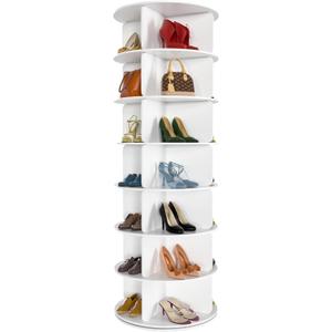 7 Tier Rotating Shoe Rack Tower, Free Standing 360 Shoe organizer Lazy Susan, Bag Display Rack Storage Round Carousel, Neat and Elegant Shoe Storage Solution