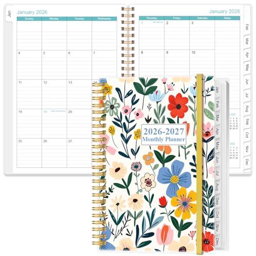 2026-2027 Monthly Planner - January 2026 - June 2027, Two Pages Per Month, 18 Monthly Calendar/Planner with Tabs, Inner Pocket, 6.4" x 8.5", Flower-B