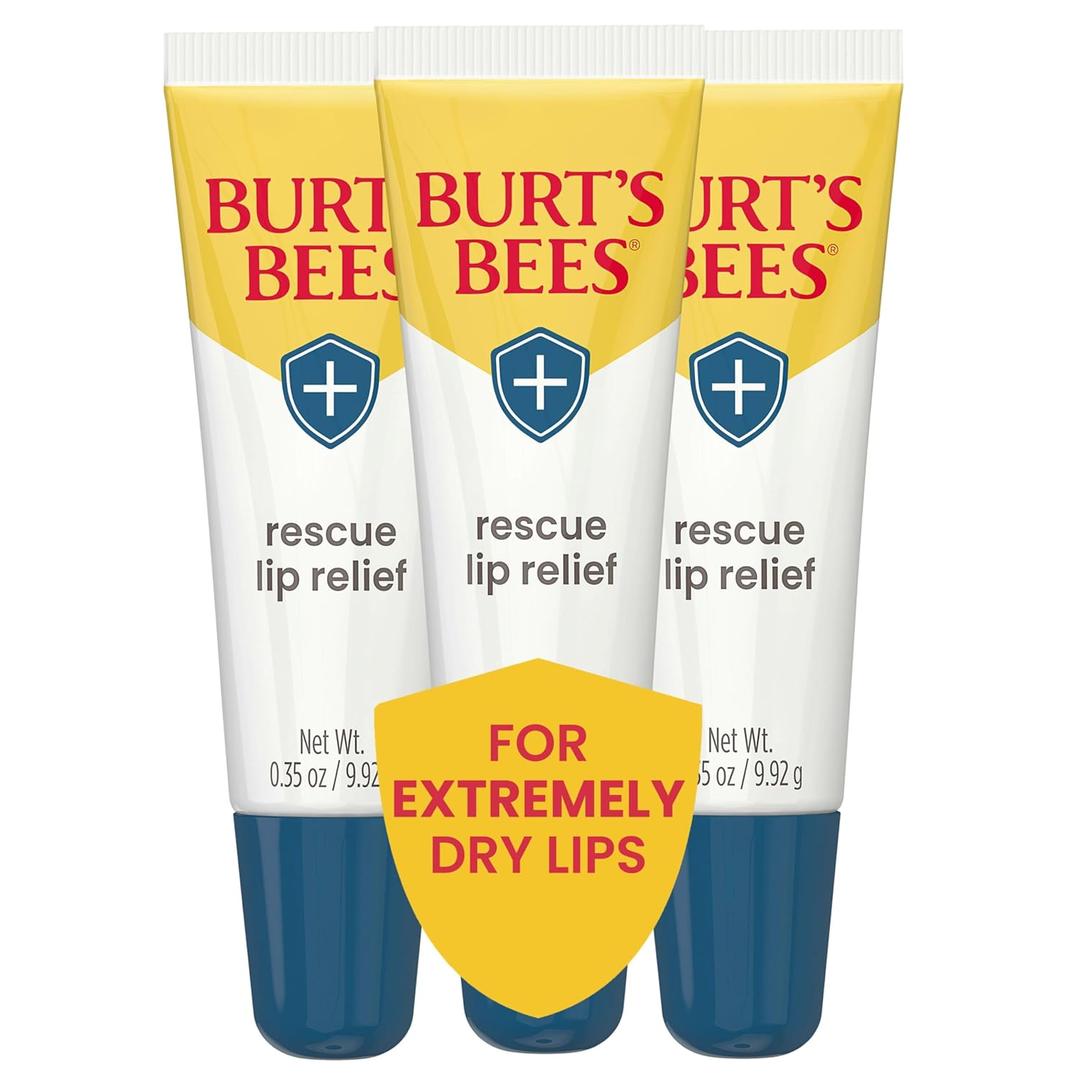 Burts Bees Rescue Lip Relief with Shea Butter and Echinacea, 100% Natural Origin, 0.35 Ounces, Pack of 3