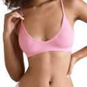 SOLY HUX Bras for Women Wireless Bra V Neck Comfort Everyday Bralette (Pink, M)
