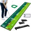 SAPLIZE Two-Speed Golf Practice Mat with Alignment Mirror, 20 in X 10 ft Training Aid Mat, Anti-Slip Backing Golf Putting Green for Indoor/Outdoor