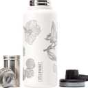 The Tea Spot Himalayan Tea Tumbler - Travel Bottle with Tea Infuser for Loose Leaf Tea or Iced Coffee - 32oz, White-Etched - Double-Walled Insulated Bottle - Keeps Drinks Hot & Cold for Hours