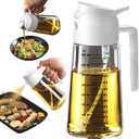 TrendPlain 16oz/470ml Glass Olive Oil Sprayer for Cooking  2 in 1 Olive Oil Dispenser Bottle for Kitchen Gadgets and Air Fryer Accessories, Salad, BBQ - White