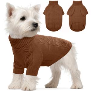 LETSQK Dog Knitting Sweater,Pet Warm Winter Coat,Thickening Turtleneck Small Medium Doggy Sweatshirt Soft Classic Knitwear in Cold Weather,Pullover Sweater for Puppy, L GlazedGinger