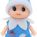 WULEEUPER Tiny Baby Elf Doll | Christmas Miniature Elf Decoration | Newborn Gift | Baby Grow Girl and Boy Elf Dolls (Blue Dress)