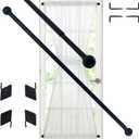 Sash Curtain Rod for French Doors, Kitchen Curtain & Small Window, 3/8 Inch Diameter, Adjustable 16-28", 2 Pack, Black