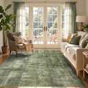 4x6 Ft Area Rugs for Living Room, Soft Non-Slip Washable Rugs Modern Abstract Pattern Carpet for Bedroom Indoor Floor Nursery Home Decor (Green)