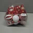 Christmas Ball Ornaments Set Assorted Shatterproof Ornaments 63 PCS Shaped Styles Xmas Tree Holiday Decorative,Red