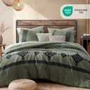 MaiRve Embroidery Comforter Set, Boho Farmhouse Western Bedding Set, All Season Bed in A Bag Comforter Set with Sheets, Pillowcases & Shams, Olive Green Oversized Queen 7 Pieces