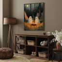 Cute Ghost Canvas Wall Art Halloween Decor Camping Ghosts Vintage Poster Print Rustic Macabre Dark Artwork Prints for Living Room Bedroom8x12inch black framed (style-4)