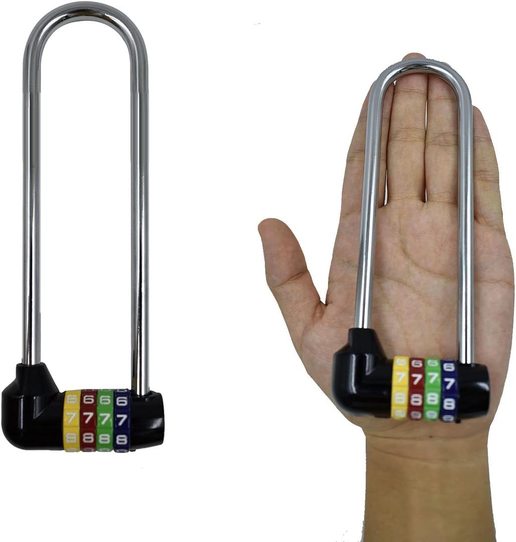 6.5 inch (16.5cm) Long Shackle Beam Gym Locker Lock, 4 Digit Combination Lock, Safety Padlock for Cabinet Door Handles, Bike, School, Gym, Sports Locker, Fence, Toolbox, Case, Hasp Storage, Box