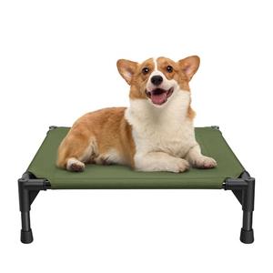 Love&go Elevated Dog Bed with Metal Frame, Cooling Raised Pet Cot for Dog and Cat (S - Olive Green, Small-18.5x18.5x5.5 inch)