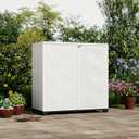 ZZM Indoor/Outdoor Storage Cabinet Waterproof, 34"x15"x34" Plastic Outdoor Storage Box for Garden Balcony Bathroom, All Weather Outdoor Storage Clearance, DIY Usage, with 1 Shelf (White)