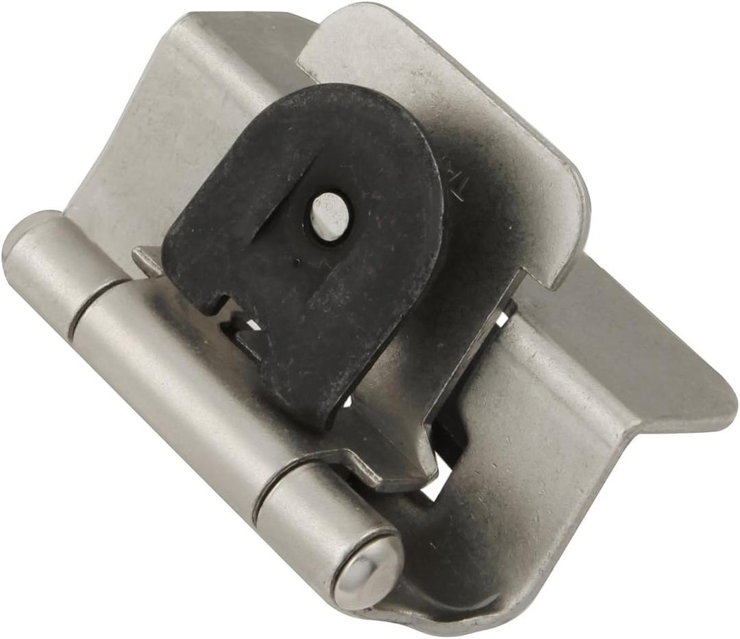 Hickory Hardware P5310-SN Double Demountable Hinge - 170 Opening Face Frame - 1/2 Inch Overlay Self-Closing Feature - Easy Installation Cabinet Screwless Mounting Satin Nickel Finish 1 Pair