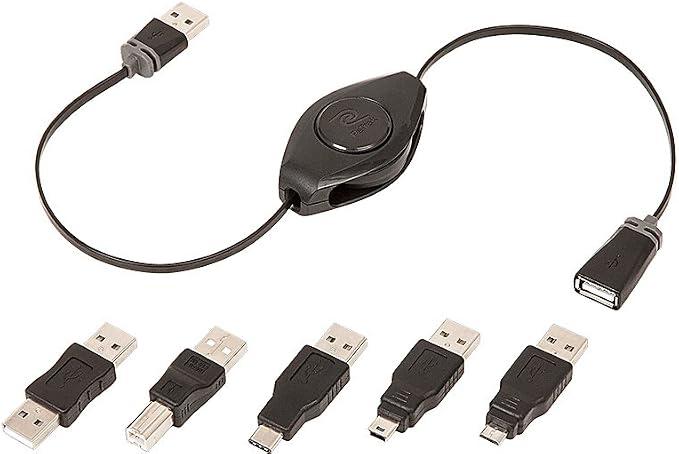 Emerge Tech ETPRU6M Universal USB Extension Retractable Cord, Black, 6 feet