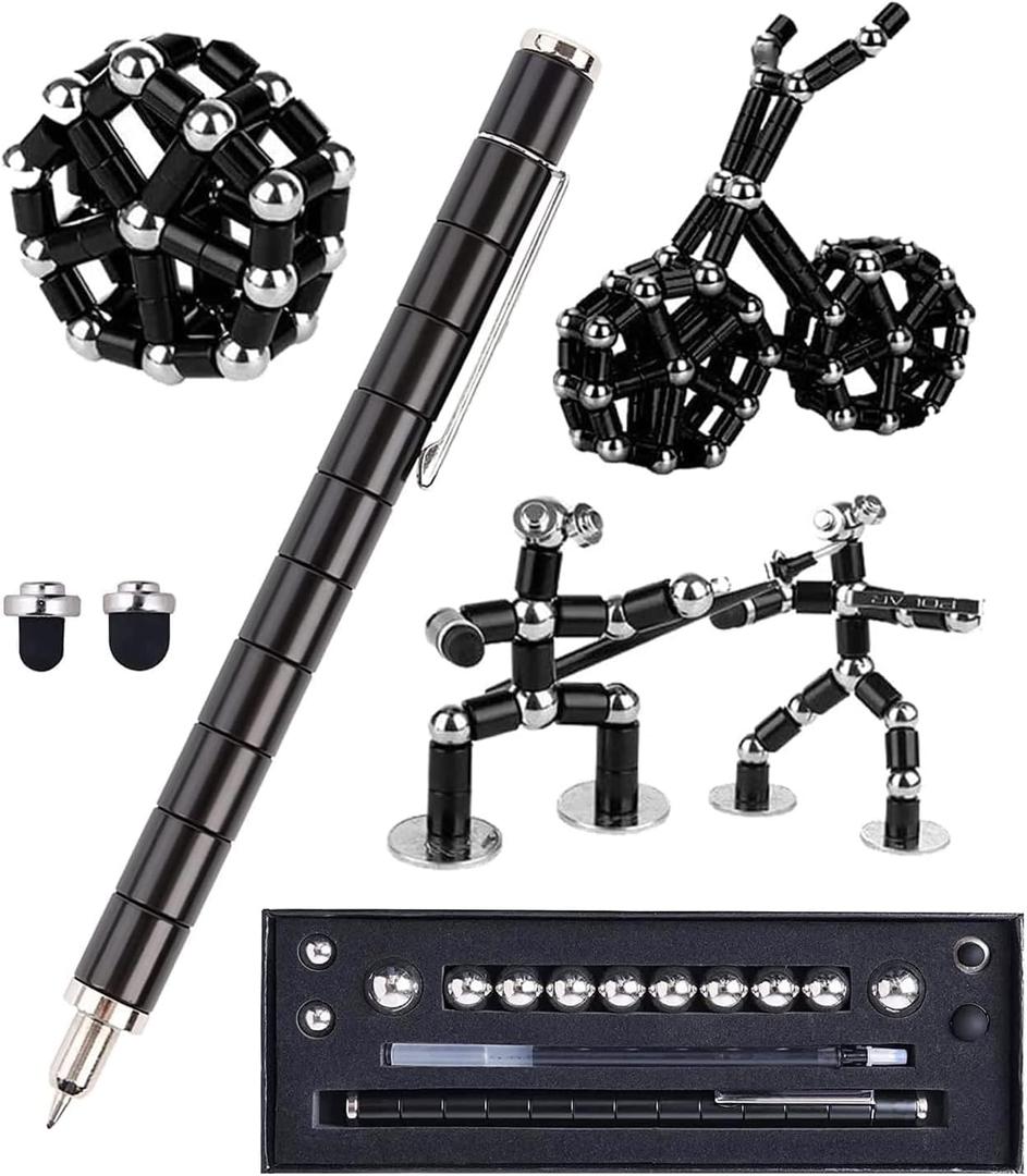 Magnetic Fidget Pen Toys for Teens- Color Fidget Pen Toy, Sensory Tool Fidgeting Game, Cool Gadget Best for Stress and Anxiety Relief and Kill Time,Novelty Gifts for Teen and Adults (Black)