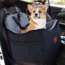 Dog Car Seat for Small Medium Dogs-Safety and Comfy Pet Booster Carseats with 2 Clip-On Satebelt & Storage Pockets,Washable and Detachable Puppy Car Seat for Dogs up to 30 lbs.(H-Black/Grey)