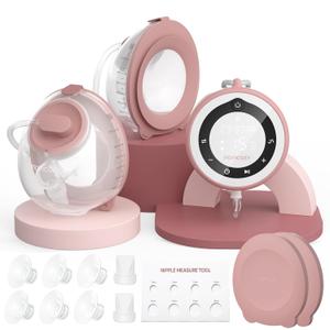 Momcozy Breast Pump V1 Pro Hospital-Grade, Hands-Free & Portable Wearable Pump, Upgraded Electric Pump with 3 Fine-Tuned Rhythms|15 Levels, Come with Leak-Proof Double Fit Flange, Cozy Red.