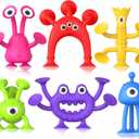 Baby Bath Toys Suction Toy: No Hole Bath Toy for Baby Toddlers - Kids Mini Sensory Fidget Suction Cup Toys for Boys Girls - Window Building Toy Road Trip Travel Essentials for Kids Gifts (Ages 3+) (6pcs)