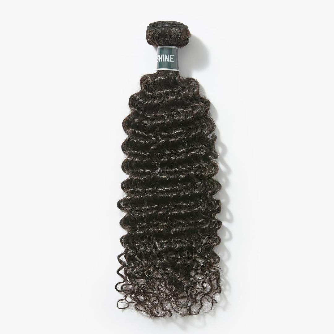 ASHINE Human Hair Bundle Deep Curly Water Wave, Unprocessed Cambodian Raw Hair 30 Inch, Flip Over Quick Weave Wet and Wave Bundles for Women Natural Black