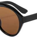 IKANOO Retro 70s Aviator Sunglasses for Women Men Oversized Classic Vintage Square Aviator Trendy Shades (Black/Brown)