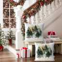 Artmag Christmas Pillow Covers 18x18 Inch Set of 2 Black Gold Merry Christmas Xmas Tree Rustic Decorative Throw Pillows Covers Winter Holiday Decor for Couch Sofa