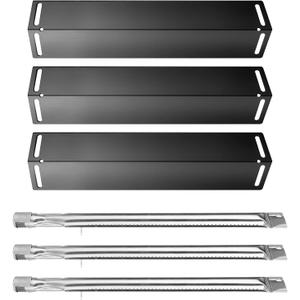 Hisencn Grill Replacement Parts for Smoke Hollow PS9900 PS9500 6500 6800 SH5000 SH9916 Grill, 16 1/2 Inch Porcelain Steel Heat Plate Shield, Stainless Steel Burner Pipe Grill Parts Repair Kit, 3 Pack