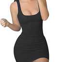 GOBLES Women's Casual Summer Sleeveless Mini Sexy Bodycon Tank Club Dress Black Size XL